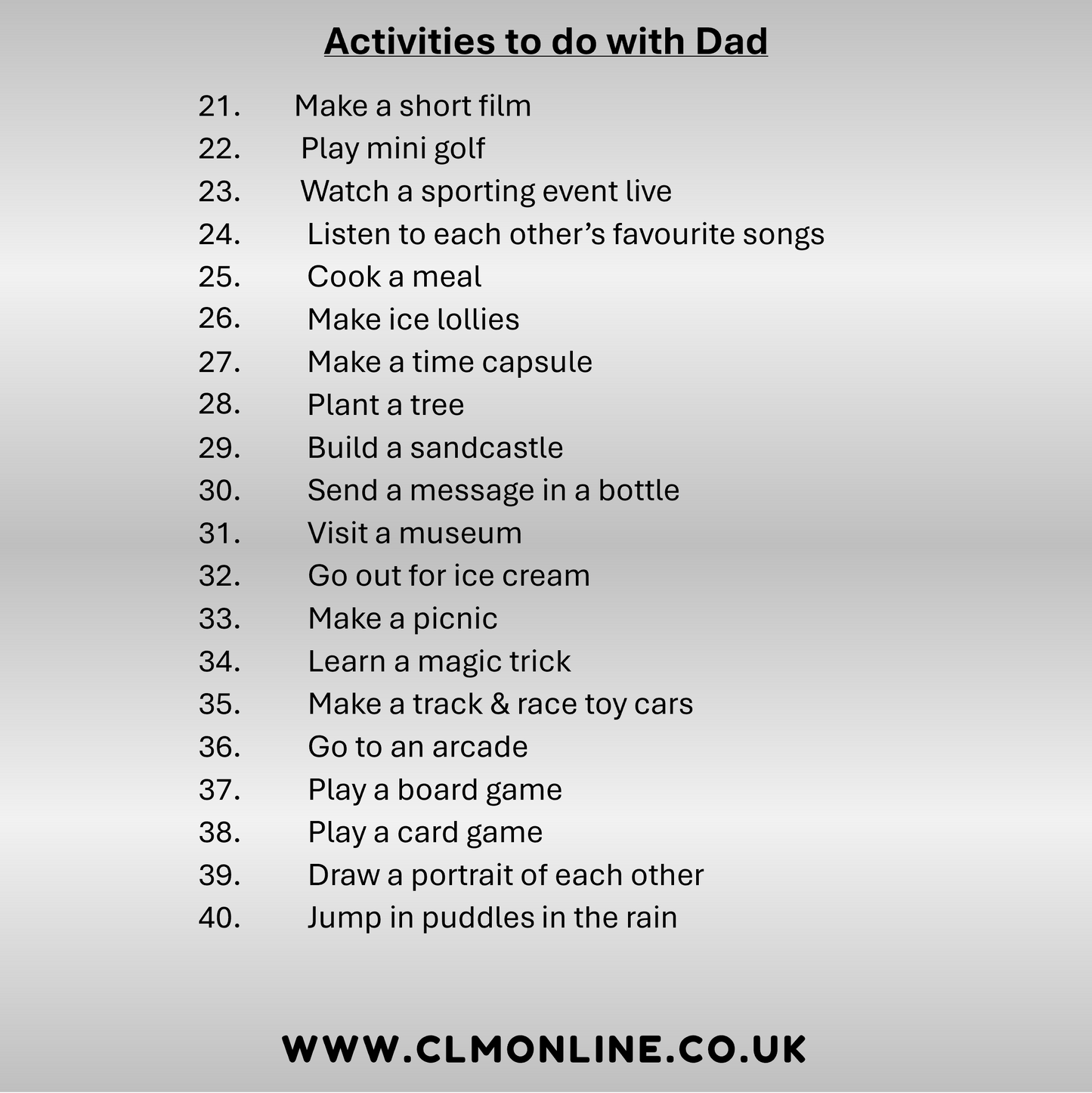 Father's Day Activity Token Set