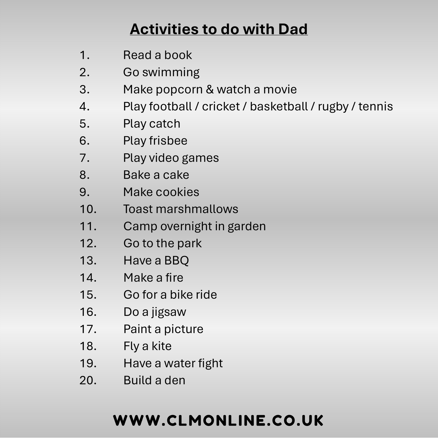 Father's Day Activity Token Set
